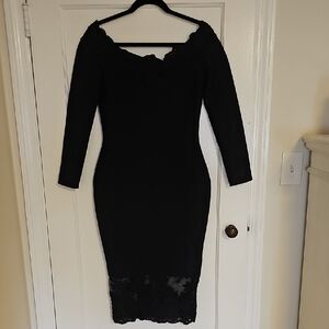 Elegant Bodycon Black Lace Dress